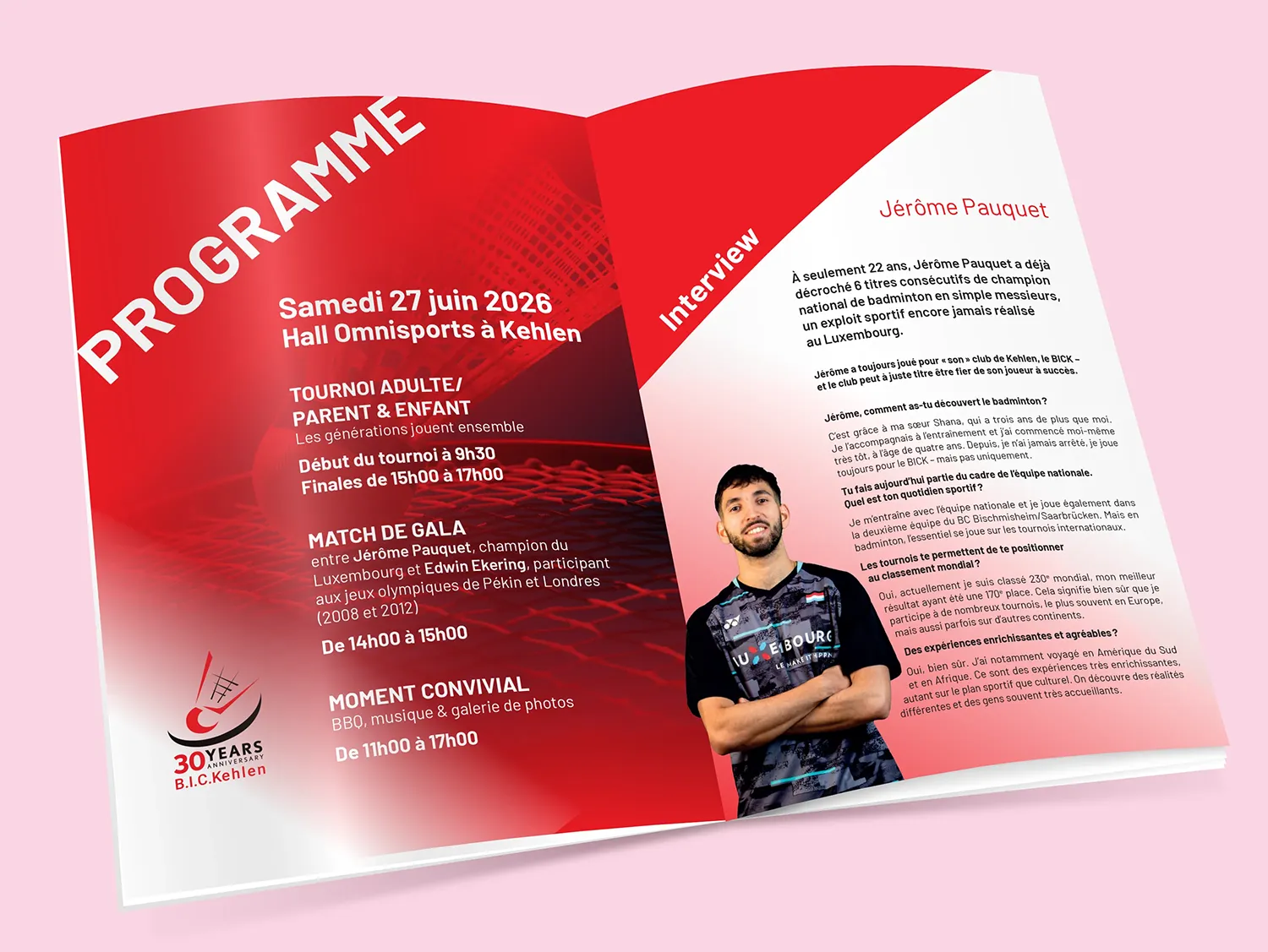 pages de brochure 30e anniversaire Badminton Kehlen